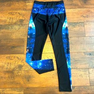 SOLD Star Leggings Black Blue Medium Exercise